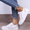 Solid Round Toe Lace Up Women Casual Shoes