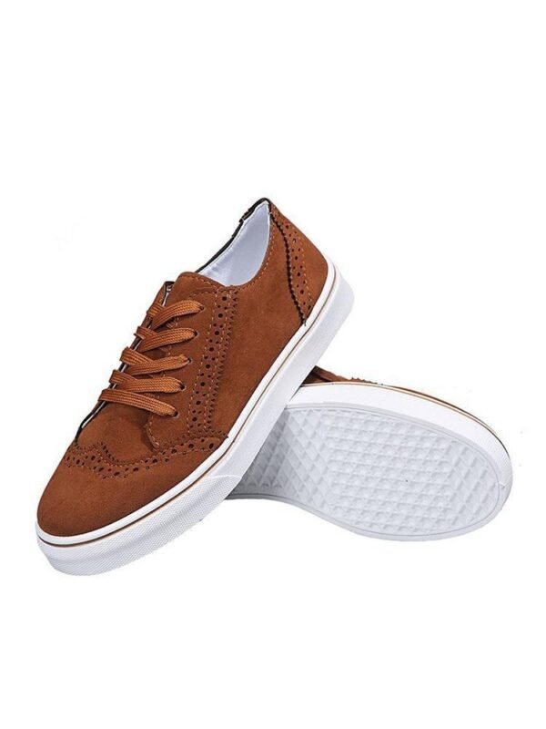 Solid Round Toe Lace Up Women Casual Shoes