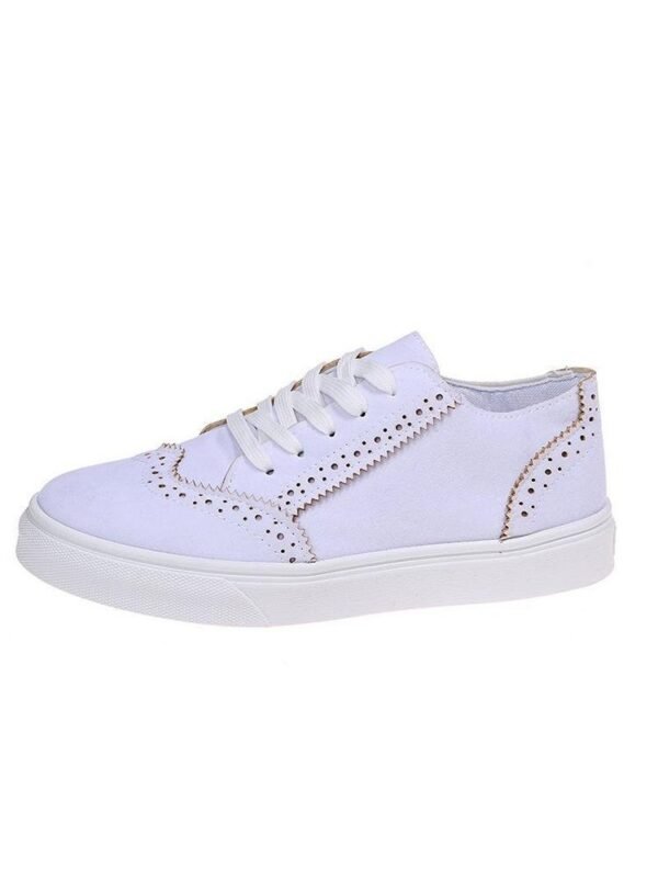 Solid Round Toe Lace Up Women Casual Shoes