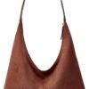 Trendy Suede Crescent Shoulder Bag Women Tote Bag Satchels Crossbody Purse Top-handle Travel College Work Tote Handbag