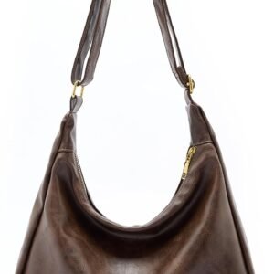 Hobo Bags for Women, Ultra Soft Foldable Vegan Leather Shoulder Handbag, Stylish Slouchy Tote Purses