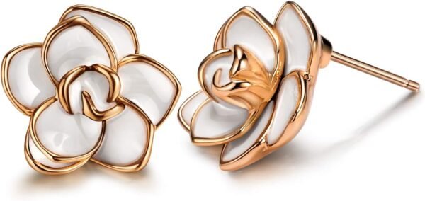 Rose Flower Stud Earrings for Women Sensitive Ears, Hypoallergenic Cute Gold And Silver Rose Flower Earrings Studs for Women Nickel Free