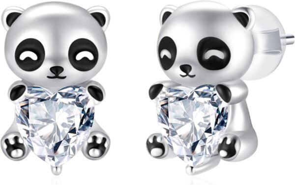 Sloth/Panda/Koala/Cat Stud Earrings for Girls Women 925 Sterling Silver Colorful Animal Heart Earring Studs for Sensitive Ears Sloth Jewelry Gifts.