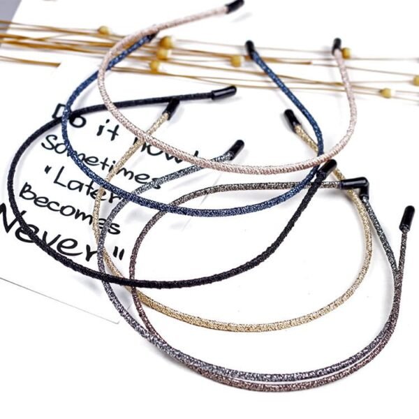 61VIQtSwMQL 4mm Thin Headbands for Women Plastic Skinny Womens Headband, 6 PCS Shiny Girls Headbands Trendy Sparkly Hair Accessories for Women Girls Teens, Solid Colors