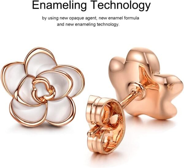 Rose Flower Stud Earrings for Women Sensitive Ears, Hypoallergenic Cute Gold And Silver Rose Flower Earrings Studs for Women Nickel Free