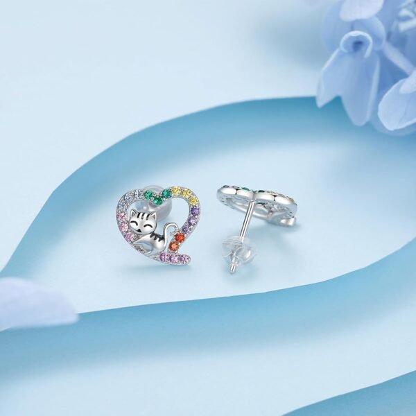 Sloth/Panda/Koala/Cat Stud Earrings for Girls Women 925 Sterling Silver Colorful Animal Heart Earring Studs for Sensitive Ears Sloth Jewelry Gifts.