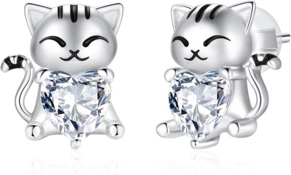 Sloth/Panda/Koala/Cat Stud Earrings for Girls Women 925 Sterling Silver Colorful Animal Heart Earring Studs for Sensitive Ears Sloth Jewelry Gifts.