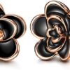 Rose Flower Stud Earrings for Women Sensitive Ears, Hypoallergenic Cute Gold And Silver Rose Flower Earrings Studs for Women Nickel Free