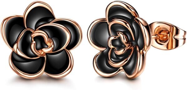 Rose Flower Stud Earrings for Women Sensitive Ears, Hypoallergenic Cute Gold And Silver Rose Flower Earrings Studs for Women Nickel Free