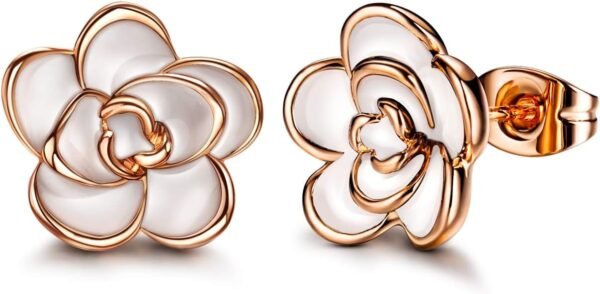 Rose Flower Stud Earrings for Women Sensitive Ears, Hypoallergenic Cute Gold And Silver Rose Flower Earrings Studs for Women Nickel Free