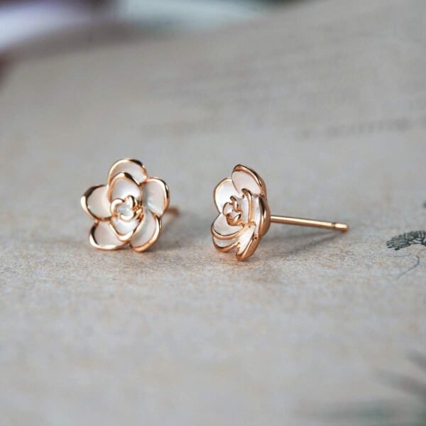 Rose Flower Stud Earrings for Women Sensitive Ears, Hypoallergenic Cute Gold And Silver Rose Flower Earrings Studs for Women Nickel Free