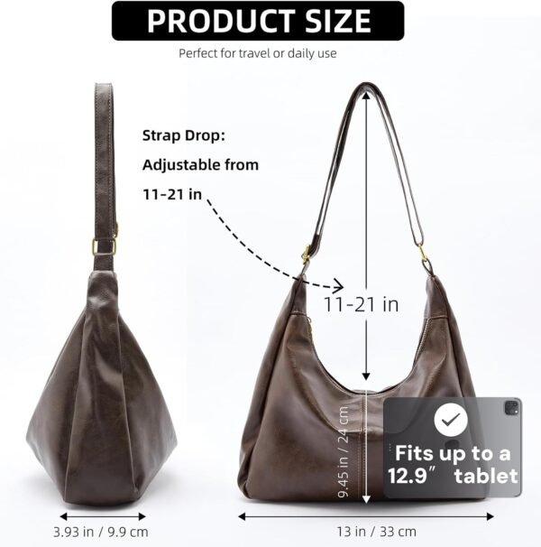 710jun9TNuL._AC_SL1500 Hobo Bags for Women, Ultra Soft Foldable Vegan Leather Shoulder Handbag, Stylish Slouchy Tote Purses