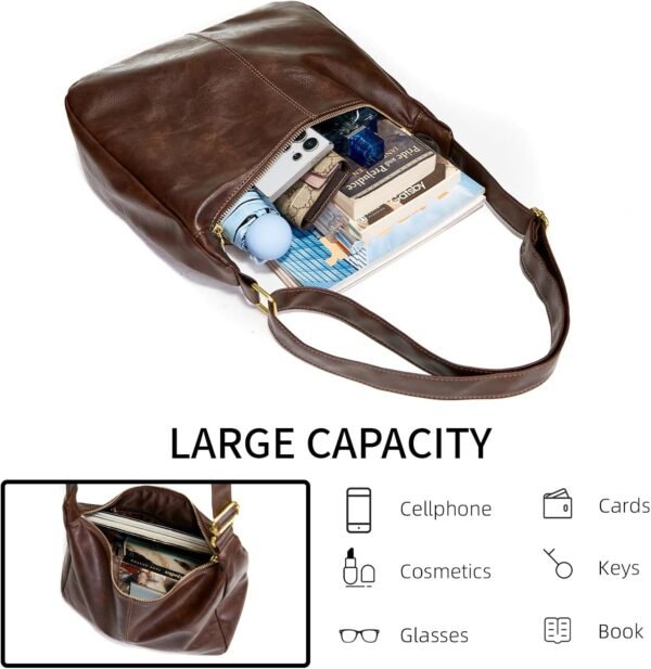 71452u5bNFL._AC_SL1500 Hobo Bags for Women, Ultra Soft Foldable Vegan Leather Shoulder Handbag, Stylish Slouchy Tote Purses