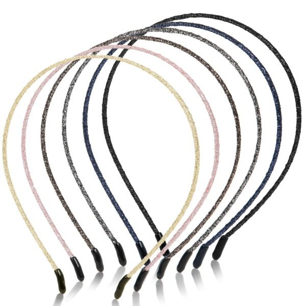 71LXRKc4p8L._SL1500 4mm Thin Headbands for Women Plastic Skinny Womens Headband, 6 PCS Shiny Girls Headbands Trendy Sparkly Hair Accessories for Women Girls Teens, Solid Colors