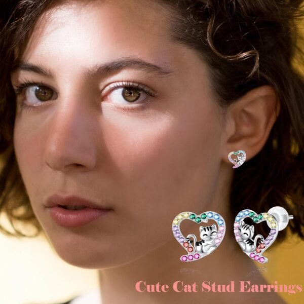 Sloth/Panda/Koala/Cat Stud Earrings for Girls Women 925 Sterling Silver Colorful Animal Heart Earring Studs for Sensitive Ears Sloth Jewelry Gifts.