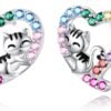 Sloth/Panda/Koala/Cat Stud Earrings for Girls Women 925 Sterling Silver Colorful Animal Heart Earring Studs for Sensitive Ears Sloth Jewelry Gifts.