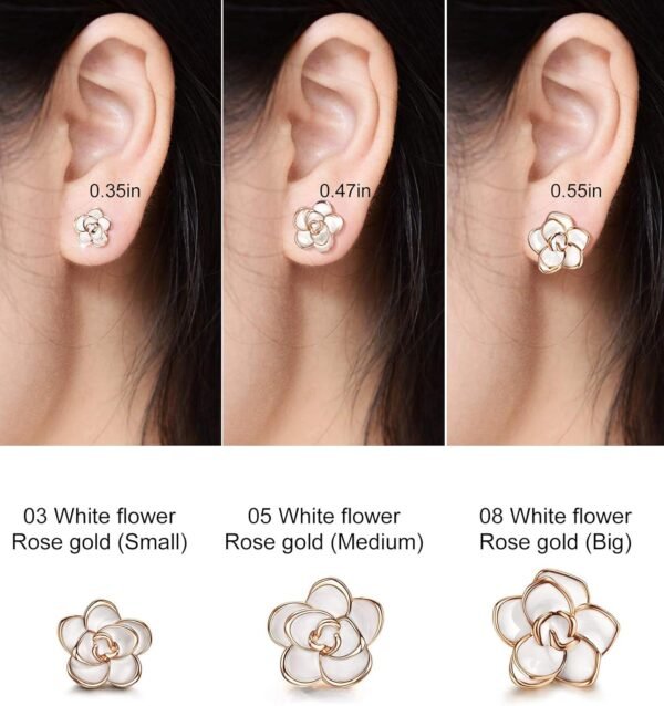 Rose Flower Stud Earrings for Women Sensitive Ears, Hypoallergenic Cute Gold And Silver Rose Flower Earrings Studs for Women Nickel Free