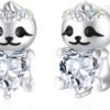 Sloth/Panda/Koala/Cat Stud Earrings for Girls Women 925 Sterling Silver Colorful Animal Heart Earring Studs for Sensitive Ears Sloth Jewelry Gifts.