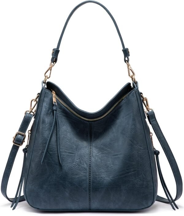 Hobo Crossbody Bags for Women Designer Faux Leather Hobo Handbags Retro Large Size Shoulder Bag Bucket Purse