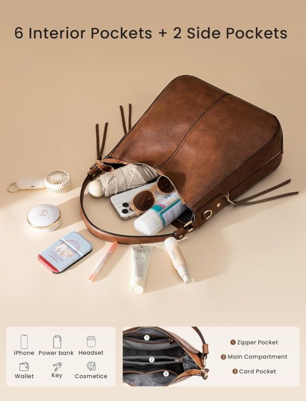 Hobo Crossbody Bags for Women Designer Faux Leather Hobo Handbags Retro Large Size Shoulder Bag Bucket Purse