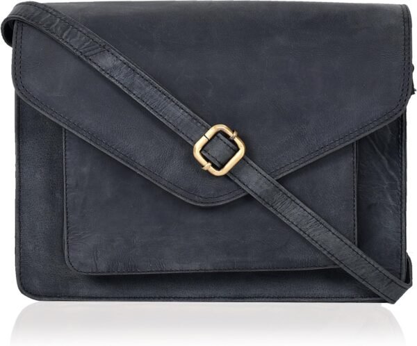 Leather Flapover Crossbody Handbag Purse for Women with Adjustable Strap & Overflap Snap Closure Tote/Bag