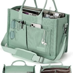 Canvas Tote Bag for Women with Zipper Closure & Individual Compartments for Work College for Teacher & Nurse