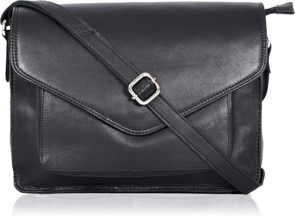 Leather Flapover Crossbody Handbag Purse for Women with Adjustable Strap & Overflap Snap Closure Tote/Bag