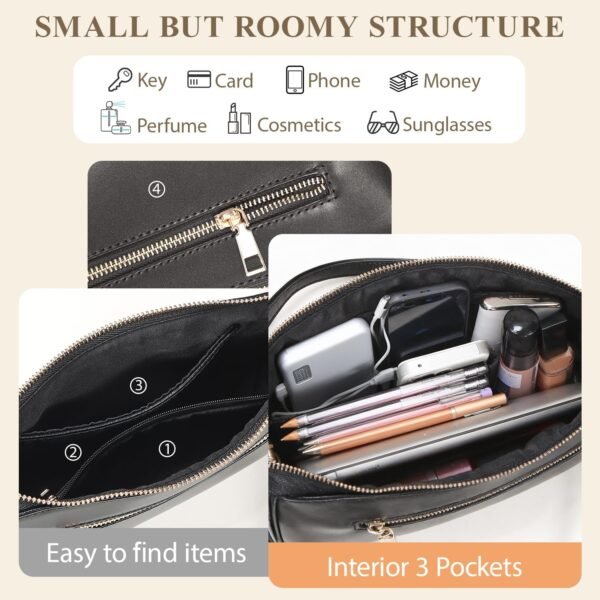 81TcrlDHfqL._AC_SL1500 Shoulder Bags for Women, Retro Vegan Leather Classic Tote HandBags Purse with Zipper Closure