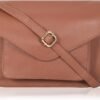 Leather Flapover Crossbody Handbag Purse for Women with Adjustable Strap & Overflap Snap Closure Tote/Bag